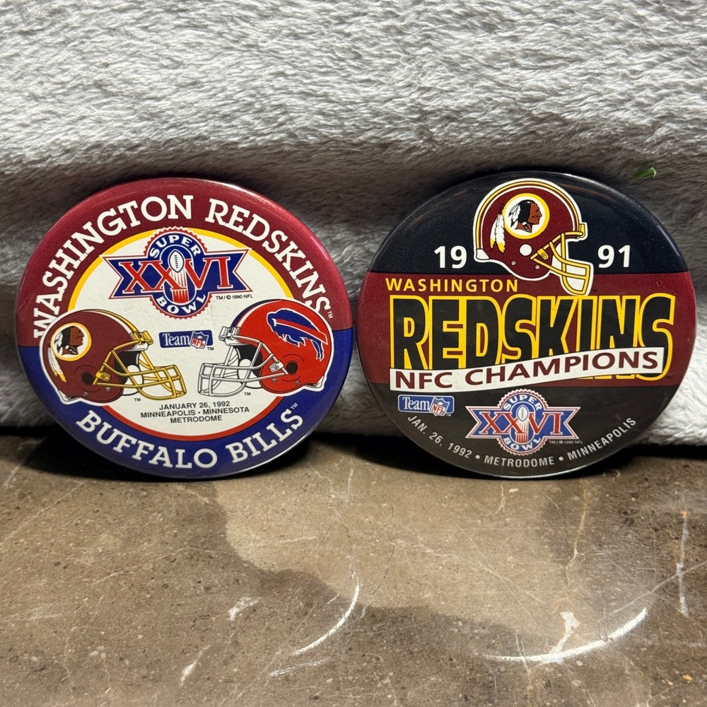 Team NFL Super Bowl XXVI Pins OS Burgundy Washington Redskins Buffalo Bills